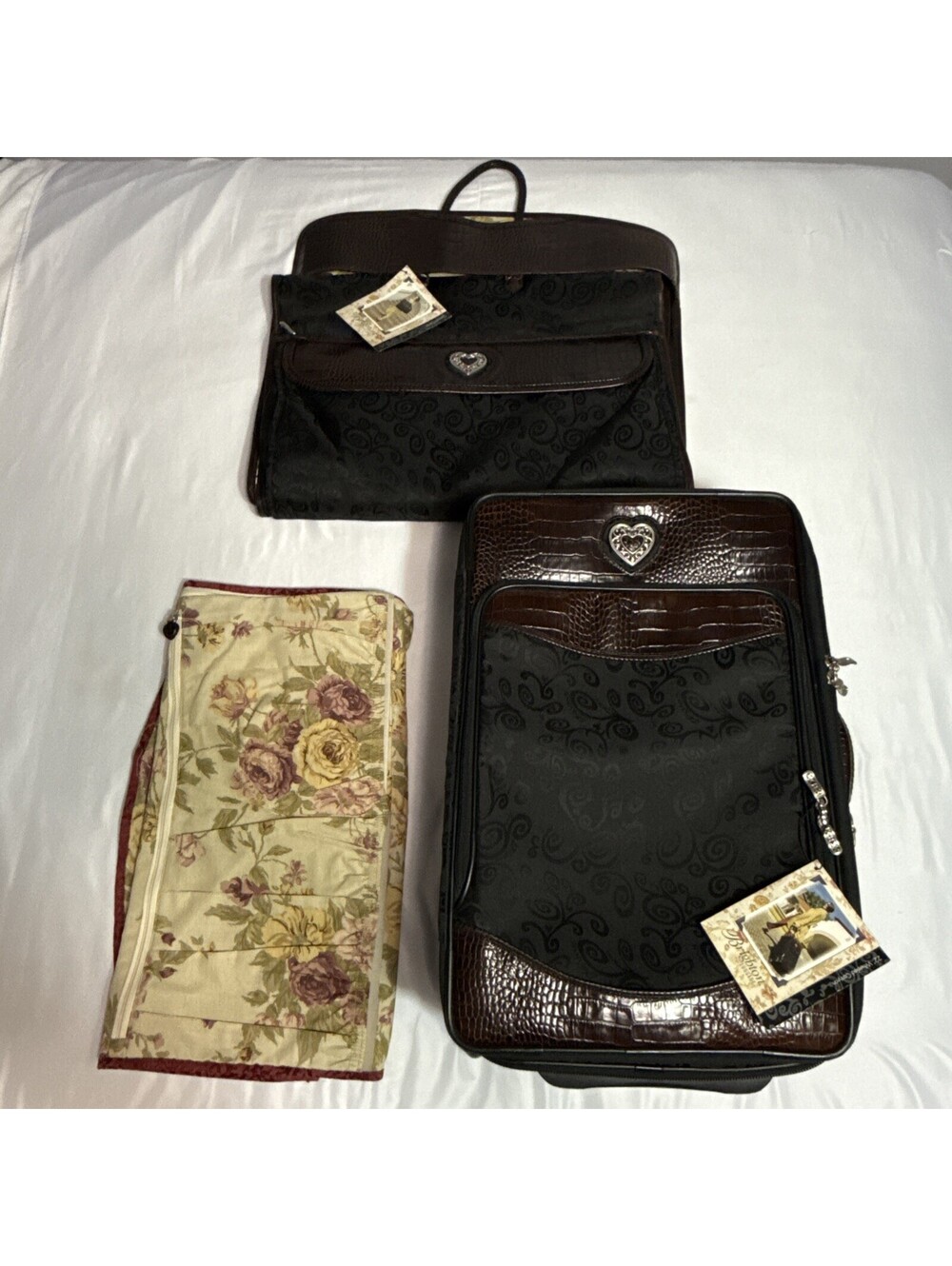 Brighton Carry-on Luggage w/garment Carrier Black /Brown Croc 22” Rolling Wheels